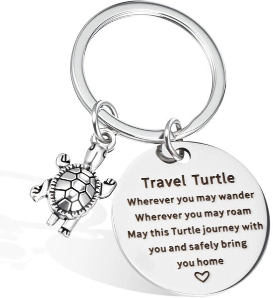 Sostegno per Chiavi in Acciaio Inossidabile - Schildpad - Zaffiro - 6 x 3 cm - Motivante Disegno Gravato