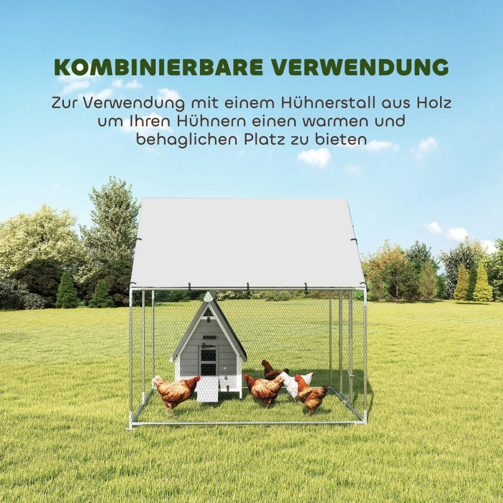 Pollame Voliera in Acciaio Zincato con Copertura UV e Porta Bloccabile ¨C Zephmum ¨C 2x2x2 m Grigio