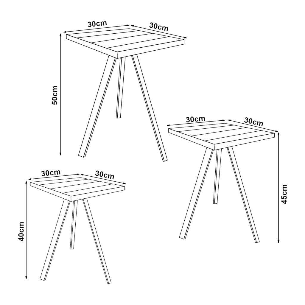 Set di 3 Tavolini Bassi da Salotto Masku Tavolini Sovrapponibili in Legno di Pino Naturale [en.casa]