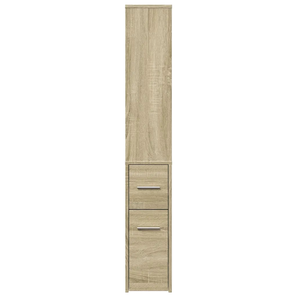 vidaXL Armadietto da Bagno Stretto con Ruote Rovere Sonoma Truciolato