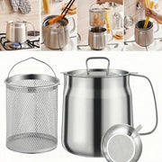 Pentola da Frittura in Acciaio Inox - Frittiera e Sottile - Grande Contenitore per Frittura (2 Litri) - Adatto per Cucina, Cucina e Campeggio - Resiste al Lavastoviglie