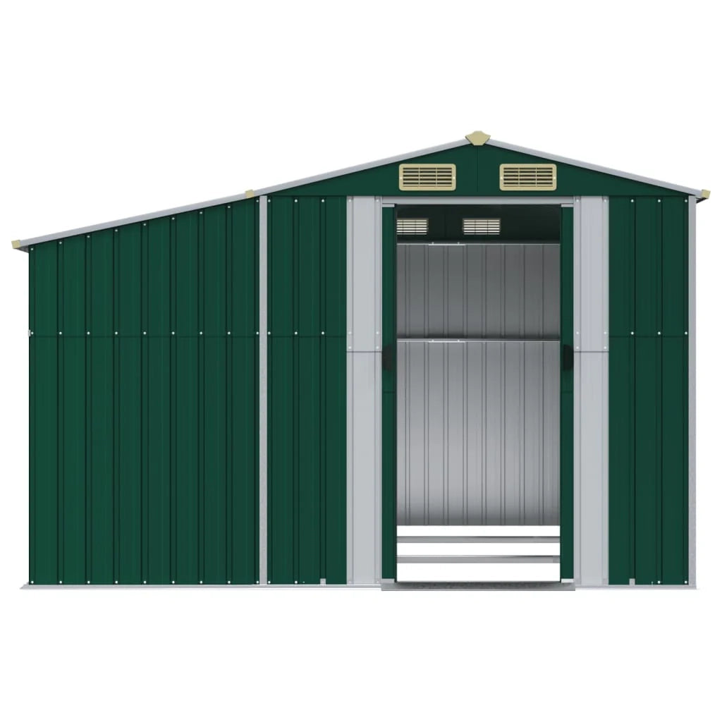 Casetta da giardino cabina ripostiglio casetta da esterno robusta casetta per attrezzi 277 x 279 x 179 cm acciaio zincato verde 02_0022377