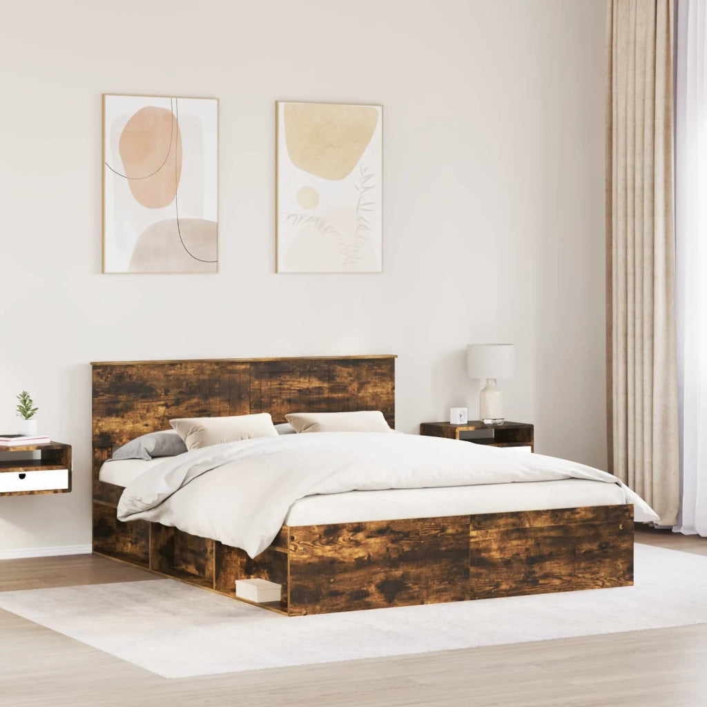 Struttura del letto Rovere fumé 160 x 200 cm Pino massello