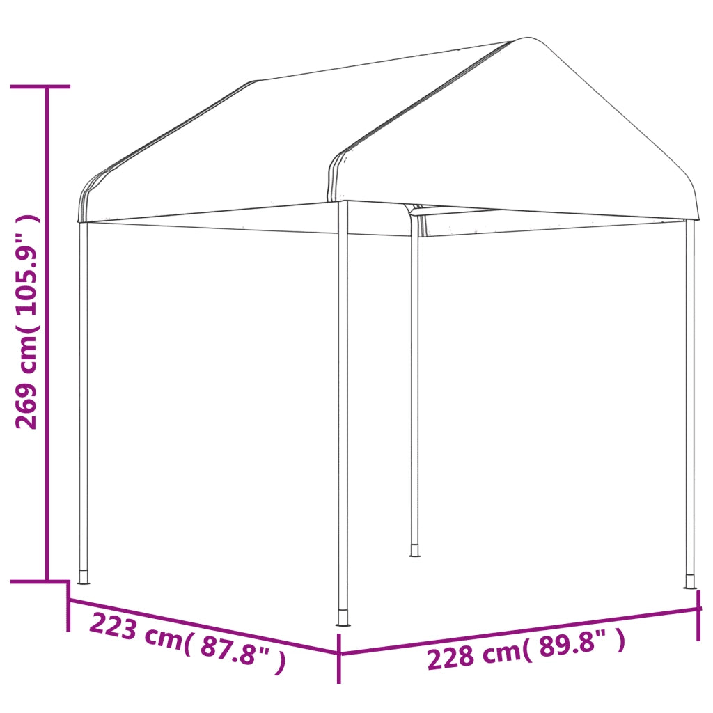 Gazebo con Tetto Bianco 20,07x2,28x2,69 m in Polietilene 3155509