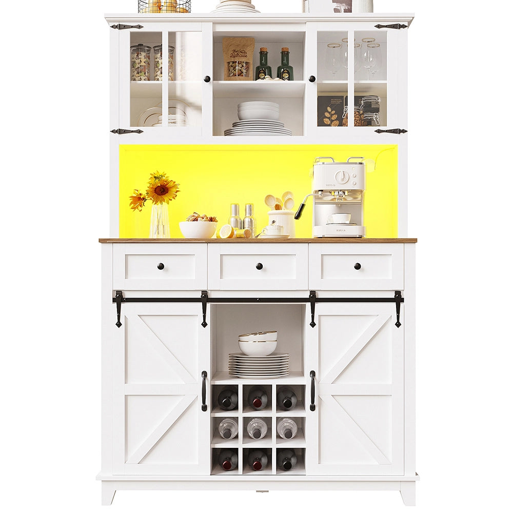 Armadio da cucina - Xylo - 105??38,4??180 cm - Bianco - Vetrina illuminazione LED regolabile