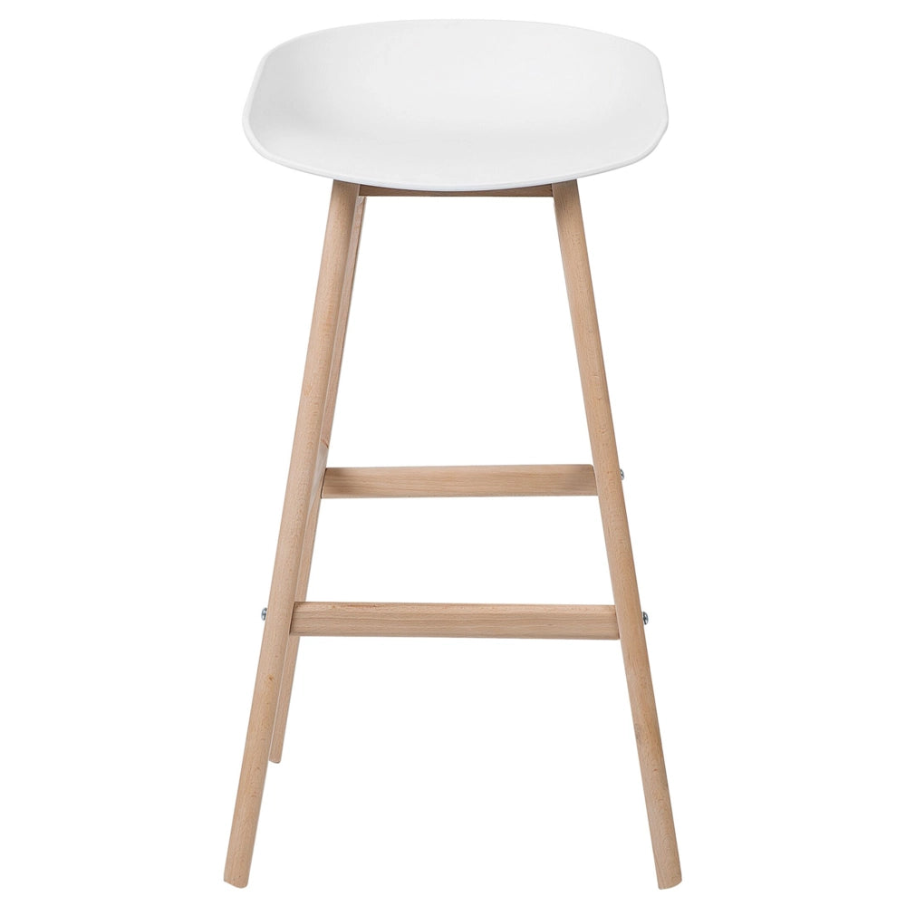 Set di 2 sgabelli da bar in legno chiaro e plastica bianca da 85 cm con sedile da bancone