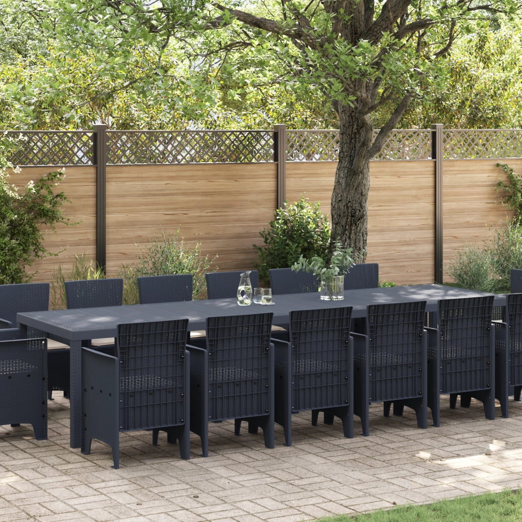 Set da Pranzo per Giardino  da 15 Pezzi con Cuscini Antracite Polyrattan