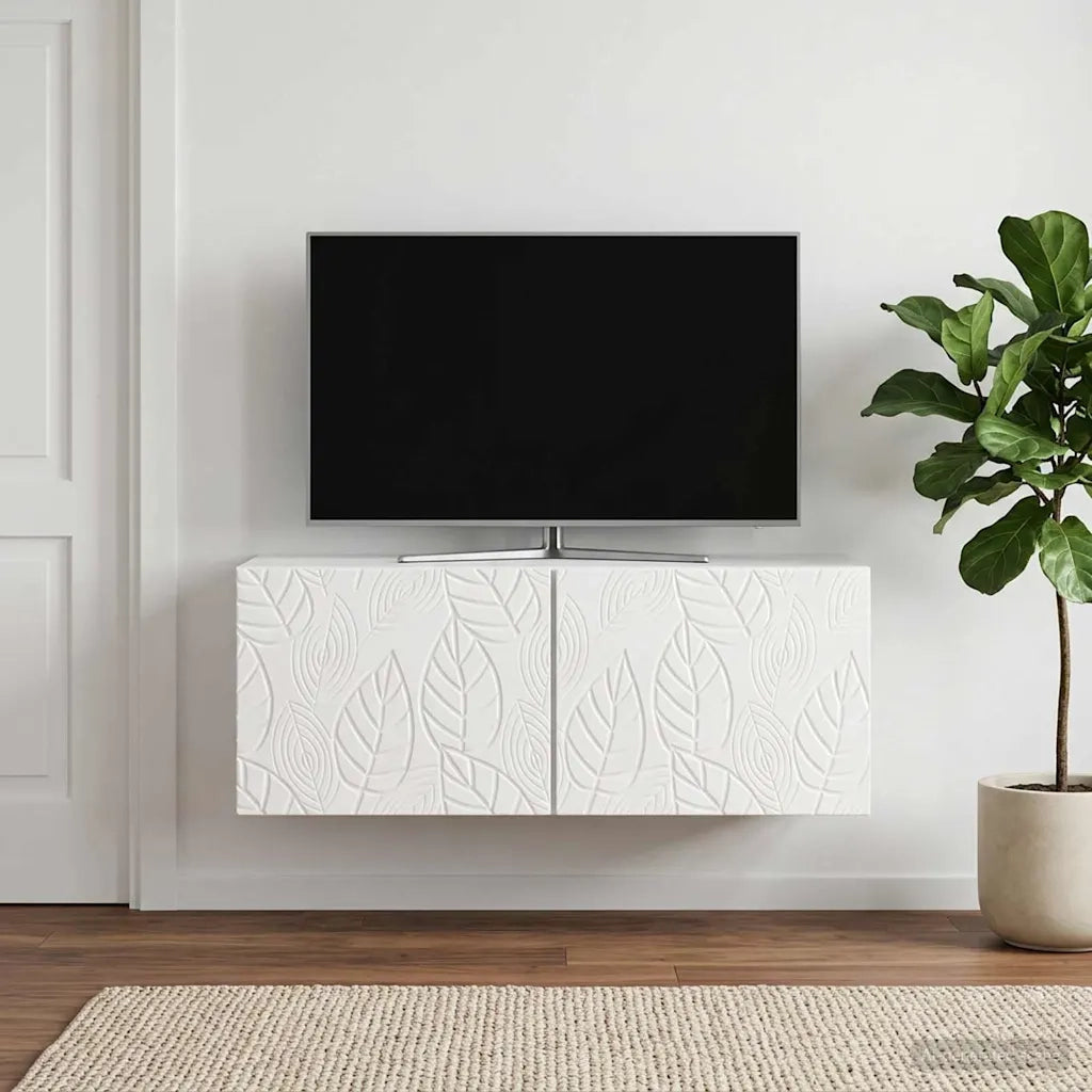 Mobile Porta TV da Muro 98 x 41 x 30 cm Bianco Lucido 898869