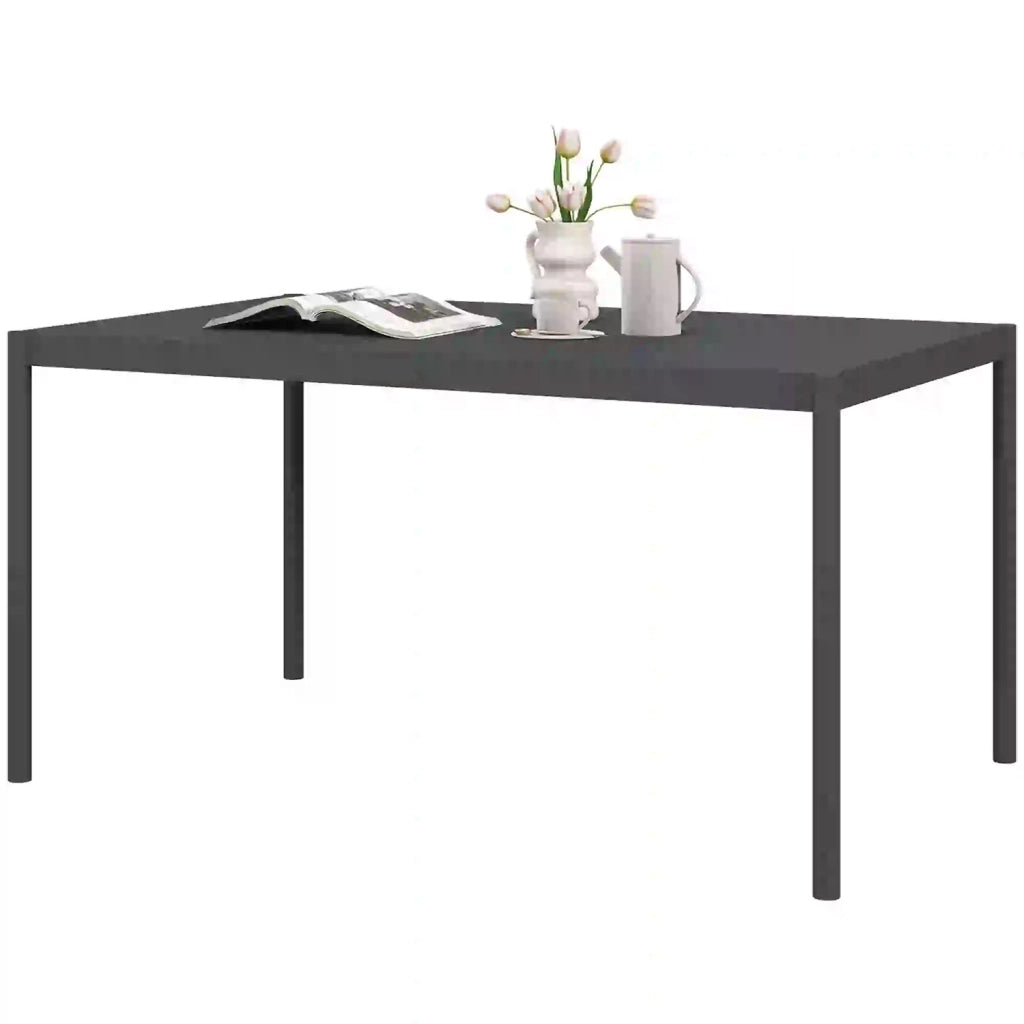 Tavolo da Giardino a Doghe 145x90x74 cm per 6 Persone in Acciaio e Alluminio Grigio Scuro