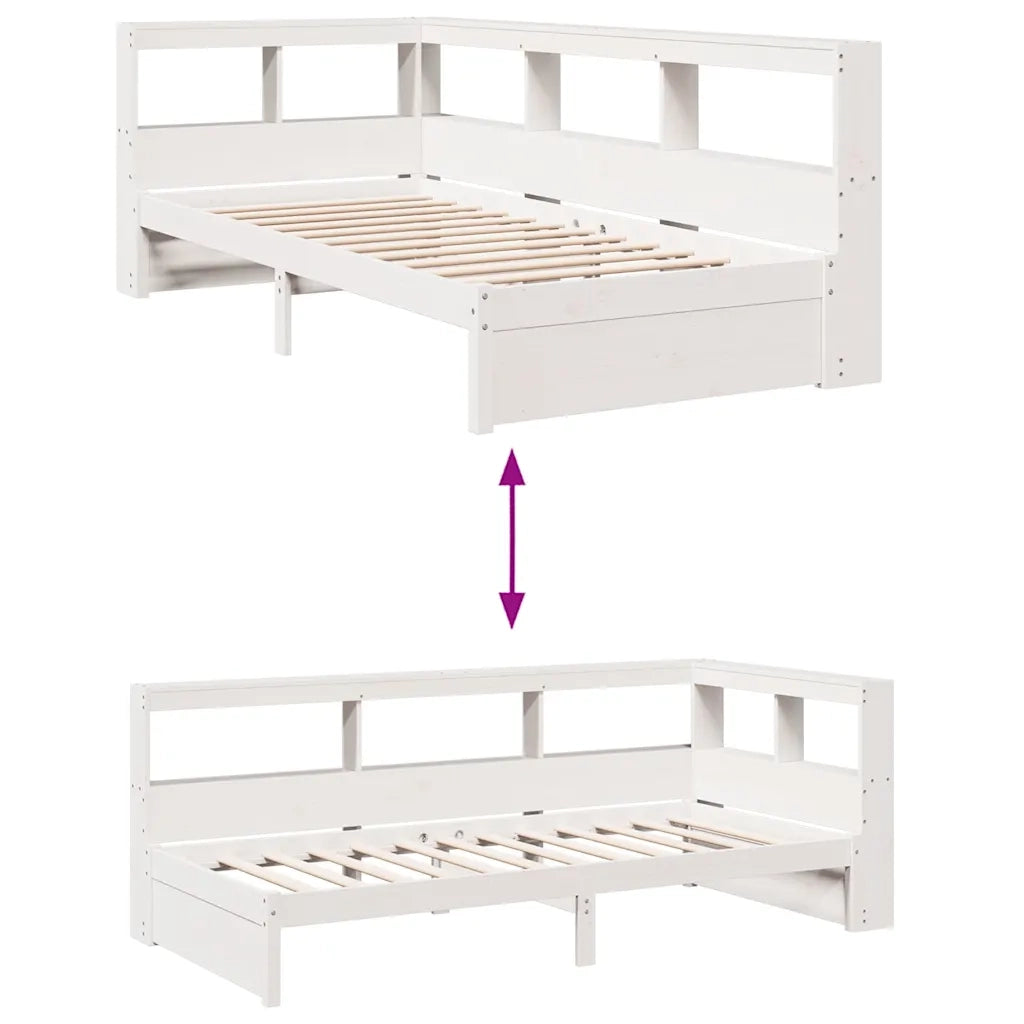 Letto con Libreria senza Materasso-Struttura Letto con contenitore 75x190 cm in Legno Pino 865595