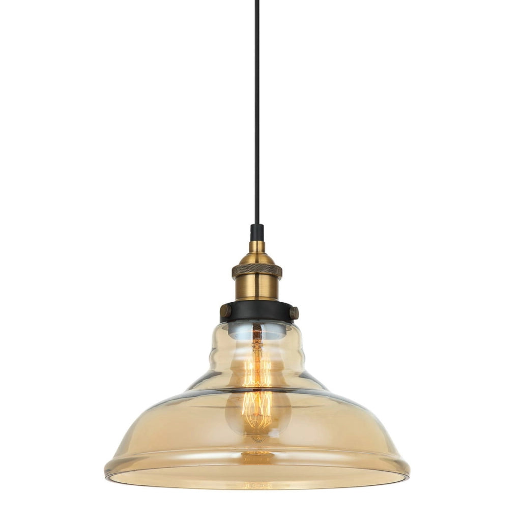 Italux Hubert lampadario loft nero oro vetro acciaio E27