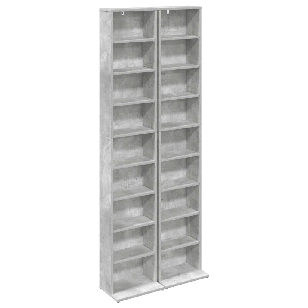 Mobile per CD 2 pz Grigio Cemento 33 x 23,5 x 175 cm 8012649