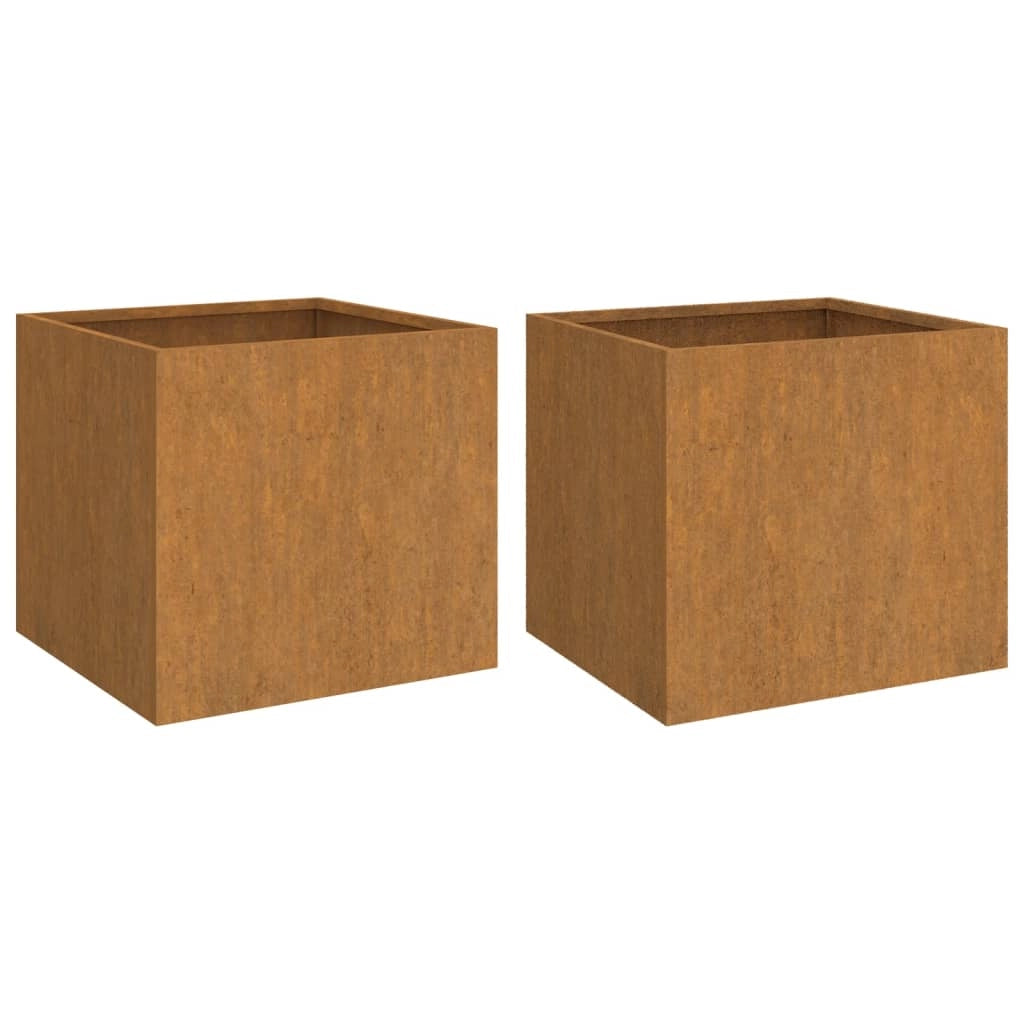 Fioriera rialzata per piante fiori giardino terrazze set da 2 32 x 30 x 29 cm acciaio corten marrone 02_0038934
