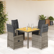 Set BistrÃ² da Giardino 5 pz con Cuscini in Polyrattan Grigio