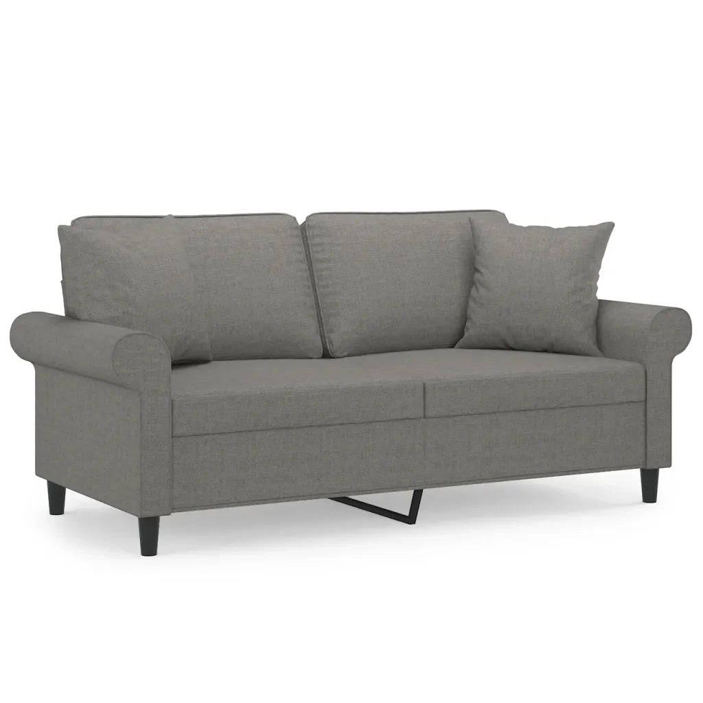 Divano a 2 Posti con Cuscini Grigio Scuro 140 cm in Tessuto 3153242
