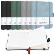 8 Notatini A7, 100 Fogli, Copertina Molle, Mini Notatino con Elastico in 4 Colori per Note, Appuntamenti, Blu, Verde, Nero, Grigio