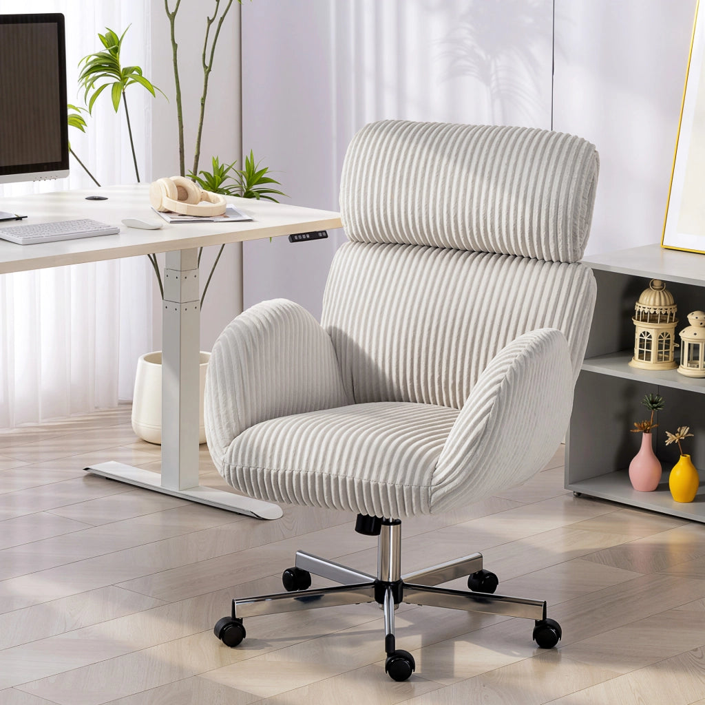 Poltrona da ufficio ergonomica in velluto con schienale alto, poggiatesta regolabile e braccioli ¨C Xylo ¨C Grigio