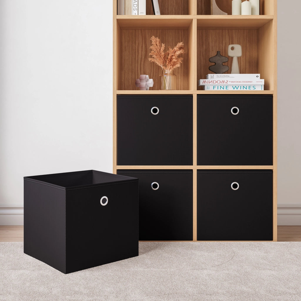 Set di 10 Scatole Pieghevoli Portaoggetti in Tessuto 28 x 30 x 30 cm - Nero [en.casa]