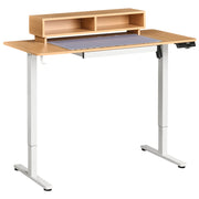 Lampada da tavolo regolabile elettricamente Marrone chiaro Piano in acciaio bianco con gambe 120 x 60 cm Supporto e tappetino per mouse Design moderno