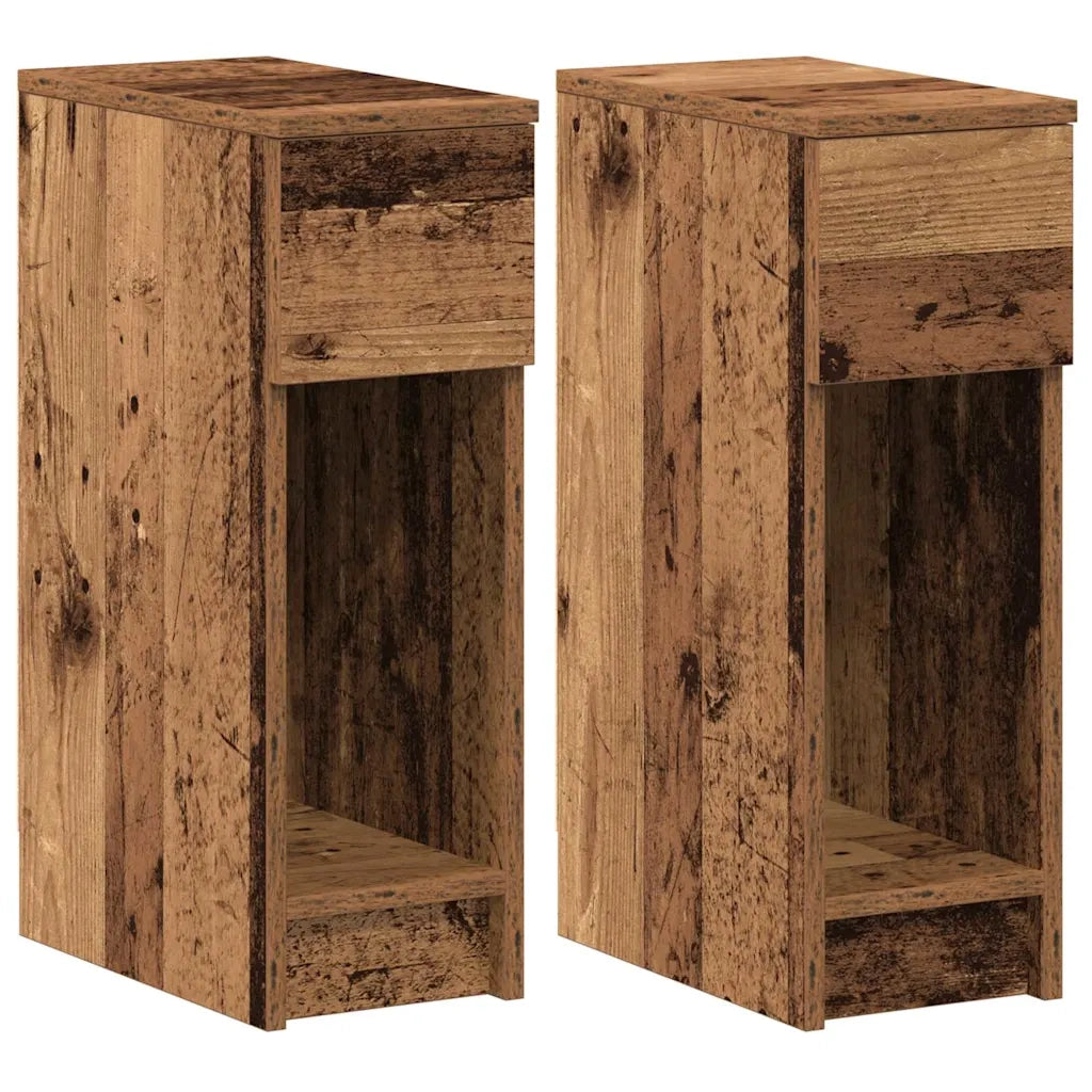Set di 2 Comodini | Armadio da Notte | Mobiletto da notte con Cassetto in Legno Antico 20x36x60 cm