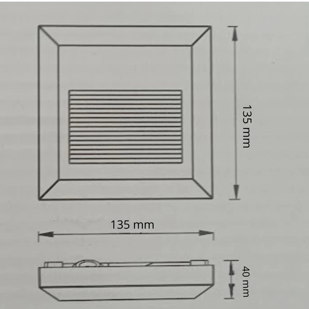 Proiettore led per scale quadrato corpo grigio ip65 2 watt luce neutra 4000k