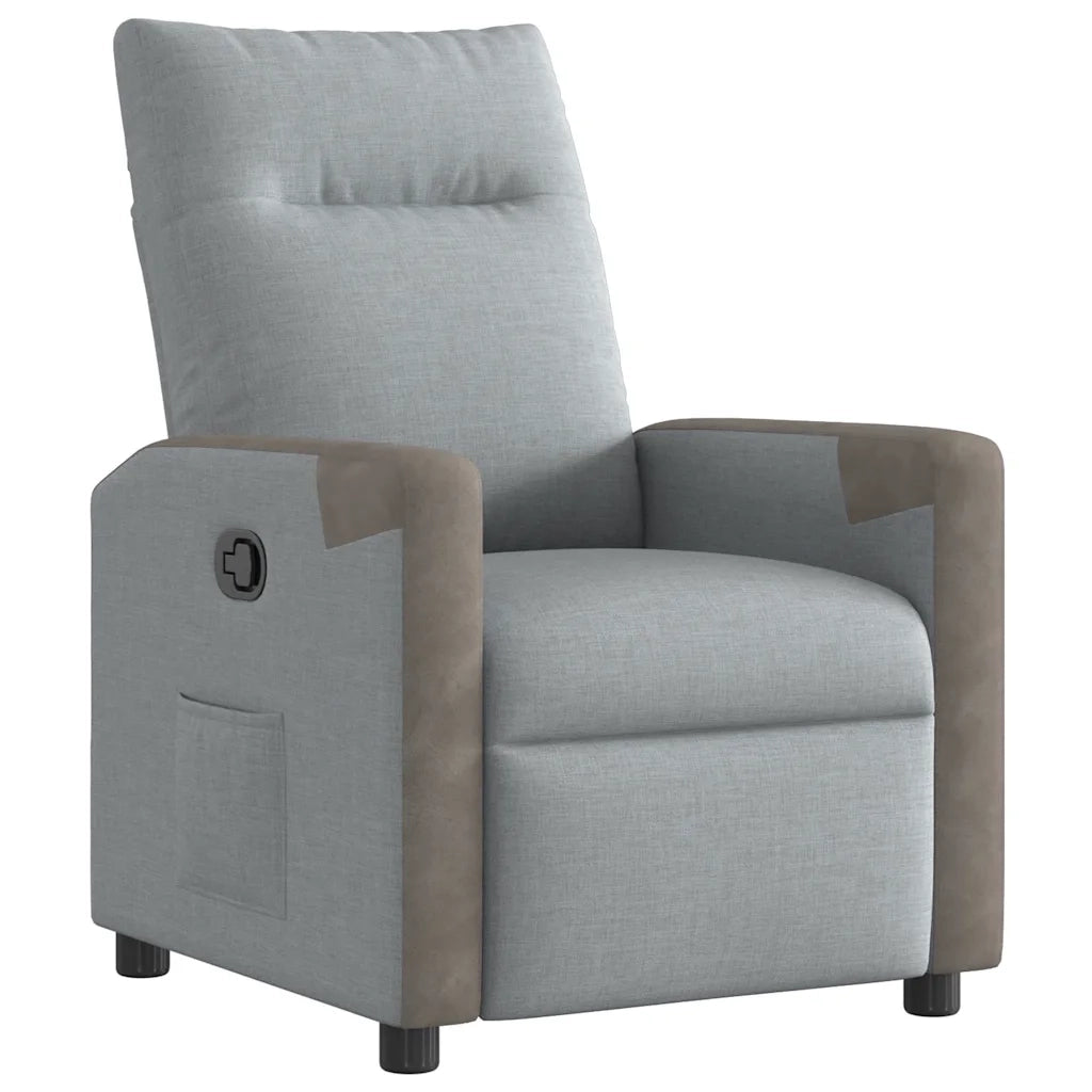 Divano Sedia-Poltrona Reclinabile in Tessuto Grigio Chiaro 946567