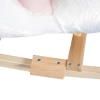 Cavallo a Dondolo a Forma di Cigno con Musica, Cavalluccio a Dondolo con Struttura in Metallo e Legno, Rivestimento Peluche, 60x32x55cm, Bianco