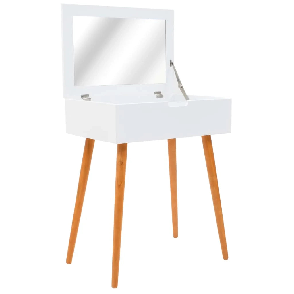 Toeletta tavolo da trucco di design mobile da camera da letto con specchio 60 x 40 x 75 cm MDF bianco 02_0006292