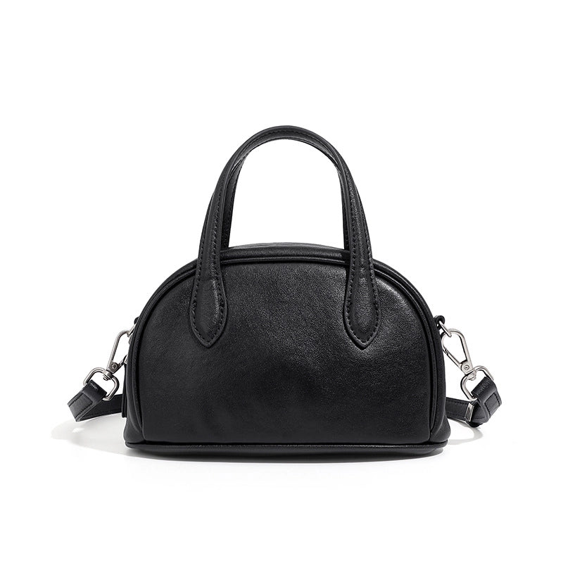 Borsa a tracolla da donna in vera pelle, nera.