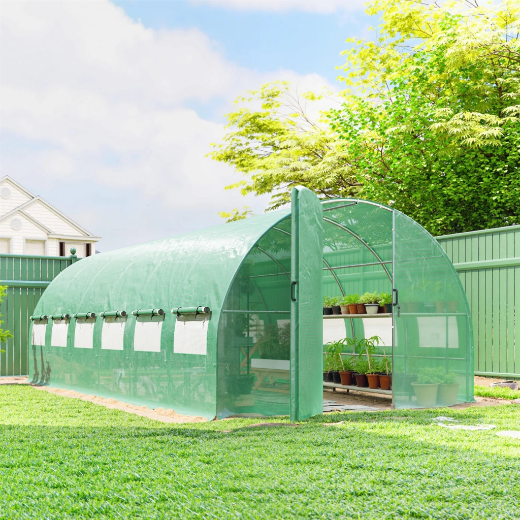 Serra Tunnel 6x3x2 m ¨C zephmum ¨C Verde, Acciaio, 12 Finestre