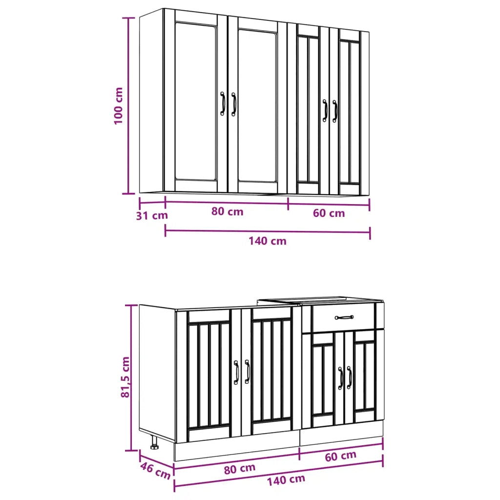 Unità Cucina LUCCA 4 pcs Grigio Cemento Legno ingegnerizzato 3438328