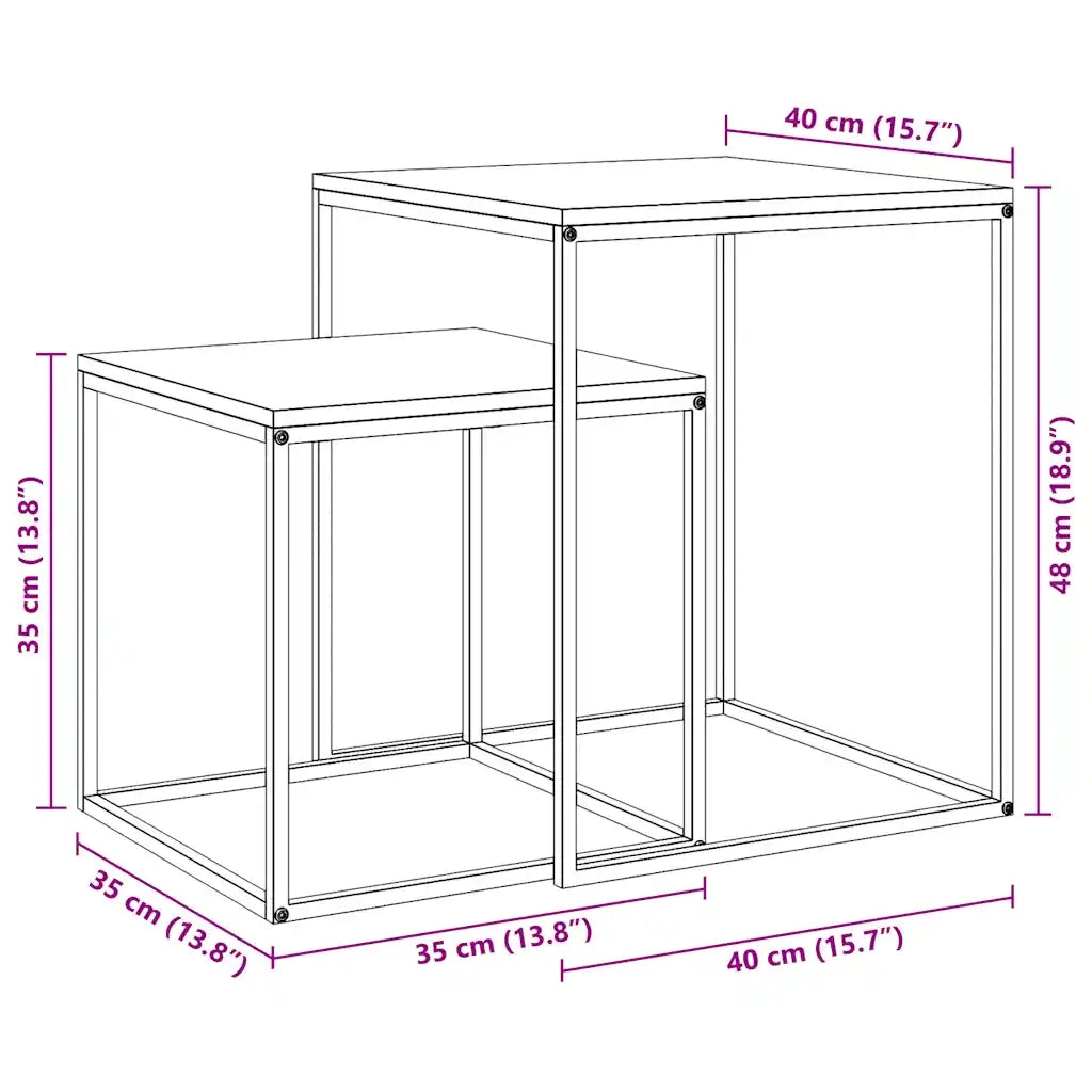 Set di Tavolini 2 pz in Legno Multistrato e Metallo 343112