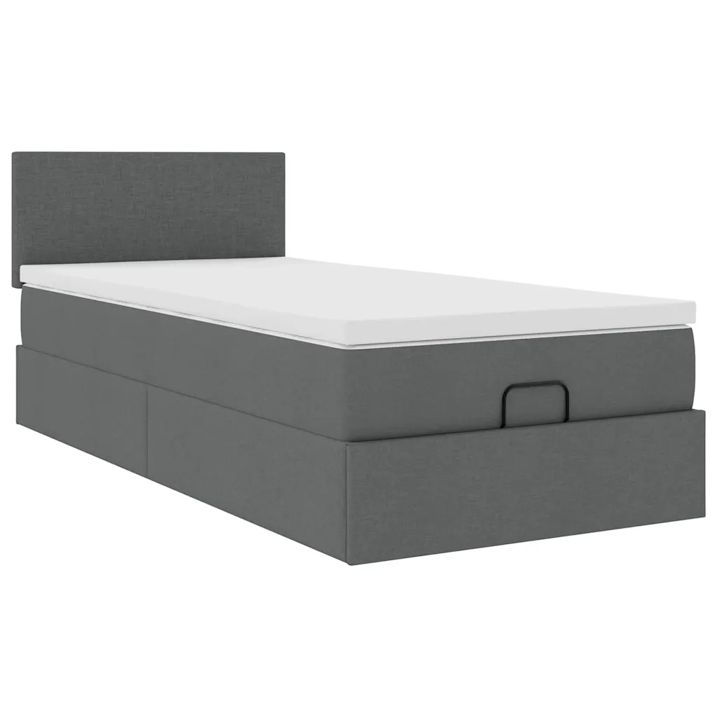 vidaXL Pouf Letto con Materasso Grigio Scuro 90x200 cm in Tessuto