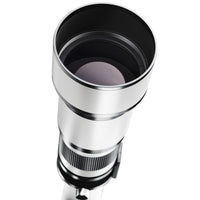 Teleobiettivo 650-1300mm 1:8-16 CSC per DSLR MFT – Zoom tele, focus manuale, per full-frame e APS-C – con coperchio e borsa di trasporto