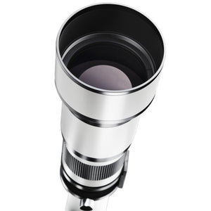 Teleobiettivo 650-1300mm 1:8-16 CSC per DSLR MFT – Zoom tele, focus manuale, per full-frame e APS-C – con coperchio e borsa di trasporto
