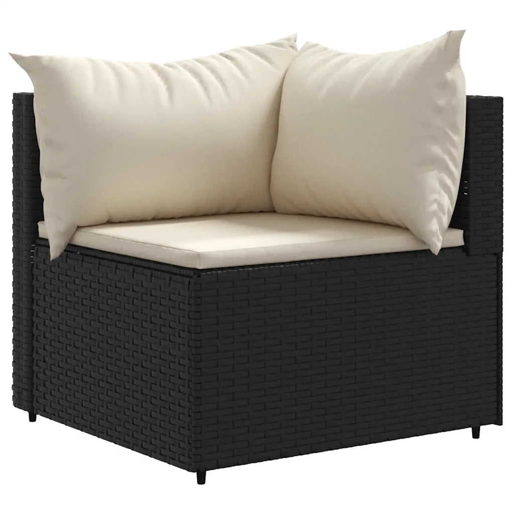 Set Mobili da Giardino 6 pz con Cuscini in Polyrattan Nero