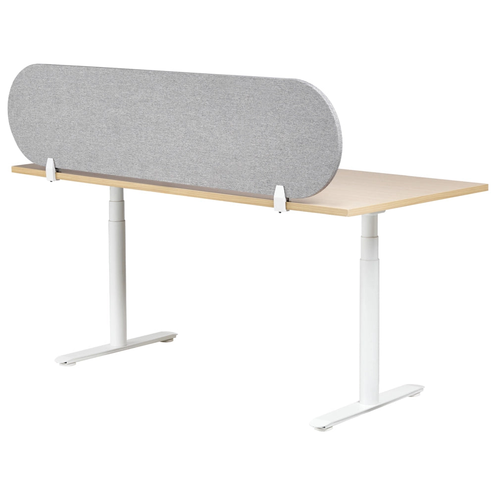 Pannello divisorio grigio chiaro in tessuto PET Board 160 x 40 cm Schermo acustico Morsetti di montaggio modulari Casa Ufficio