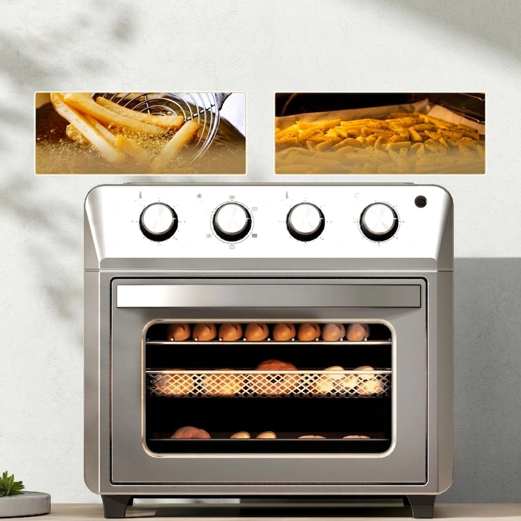 Mini Forno Friggitrice ad Aria 24 L 1600 W con 6 Modalità; Ventilazione 360° e Temperatura 90-230°C