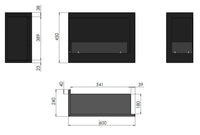Camino a Bioetanolo da Incasso 60x45 cm Corner 600 Right Destro Nero