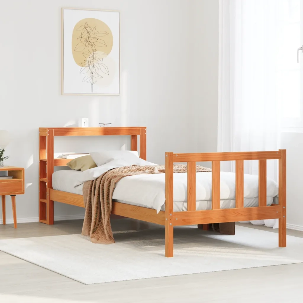 Giroletto con Testiera Marrone Cera 75x190 cm Massello Pino