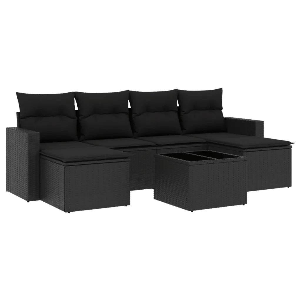 Set Divani da Giardino con Cuscini 7pz Nero Polyrattan 3219315
