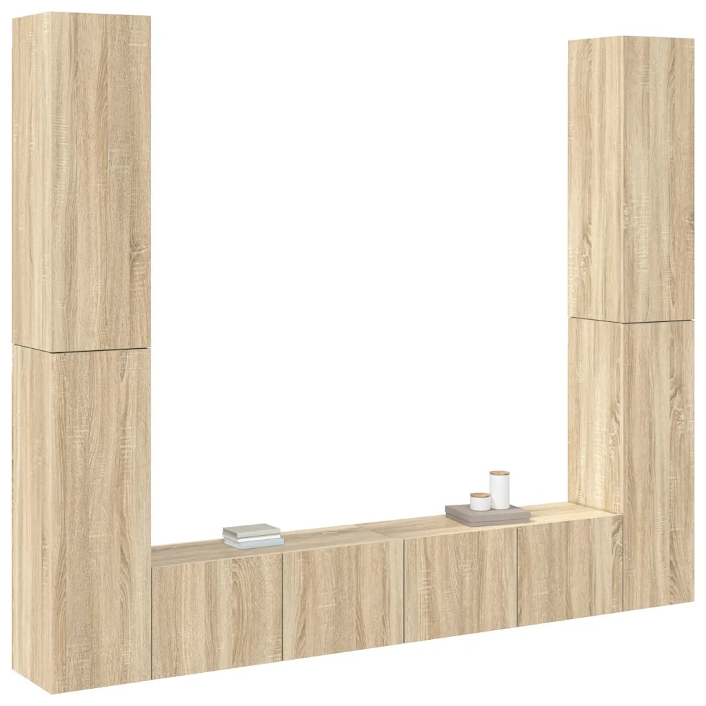 Set di Mobili Porta TV 6 pz-Set di 6 Credenza per TV Rovere Sonoma in Legno Multistrato 992402