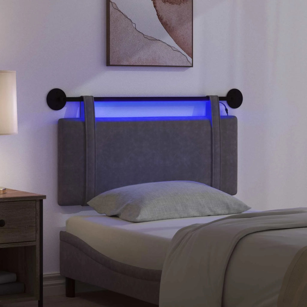 Testiera sospesa Con luce LED Nero PU Antico