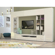 Parete soggiorno Egypt – 290x191x40cm – Bianco Lucido e Cemento