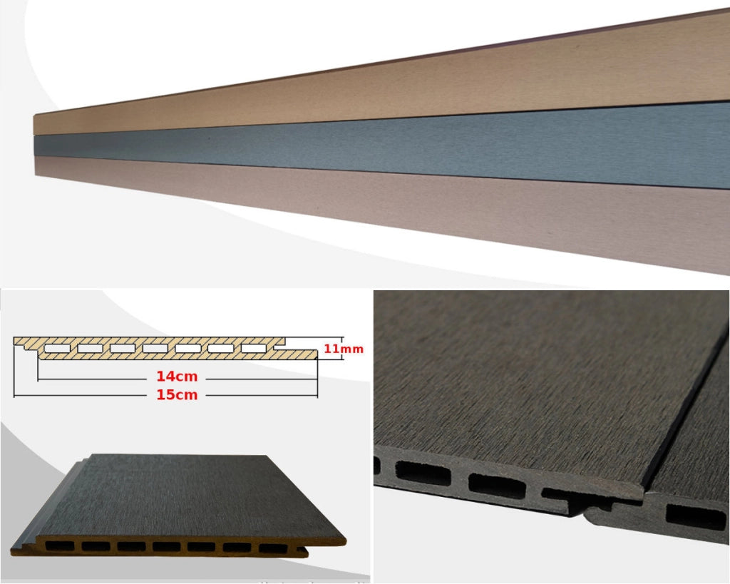 Listoni WPC Plane 30m² per rivestimenti colore Grigio listone 150x2200mm spessore 11mm