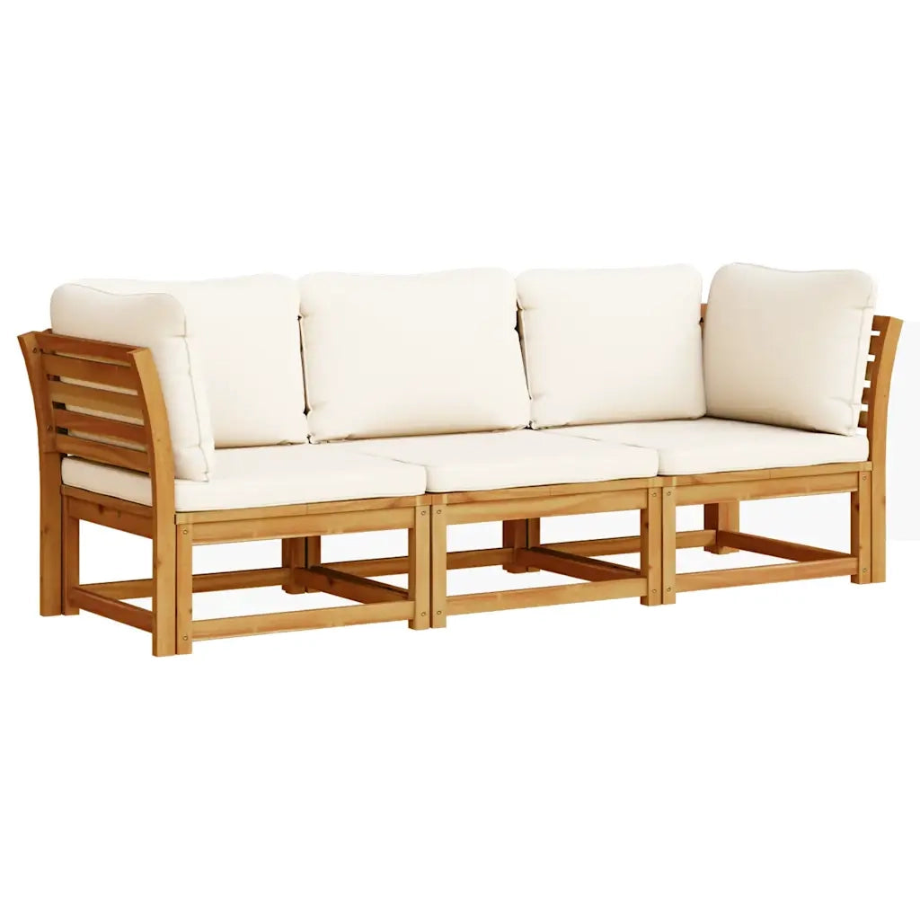 Set Mobili da Giardino 3pz con Cuscini Legno Massello di Acacia 3214291