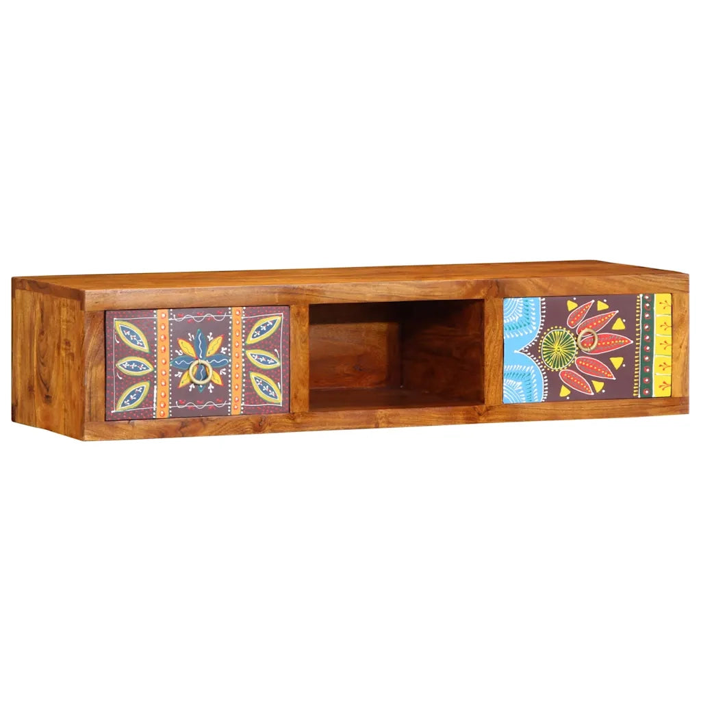 Mobile TV a Parete Multicolore 100x30x22 Legno Massello Acacia 4016506