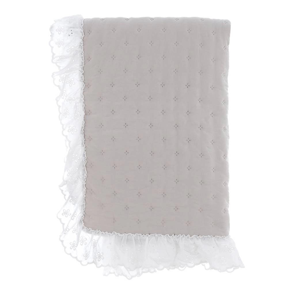 Copriletto Matrimoniale Shabby Chic con Volant in Pizzo Blanc Mariclò Colore: Beige