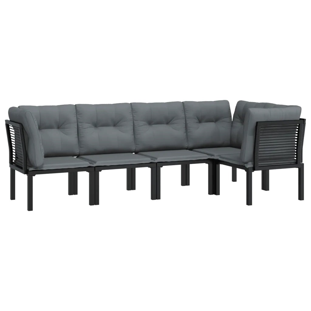Set Salotto da Giardino 5 pz Nero e Grigio in Polyrattan
