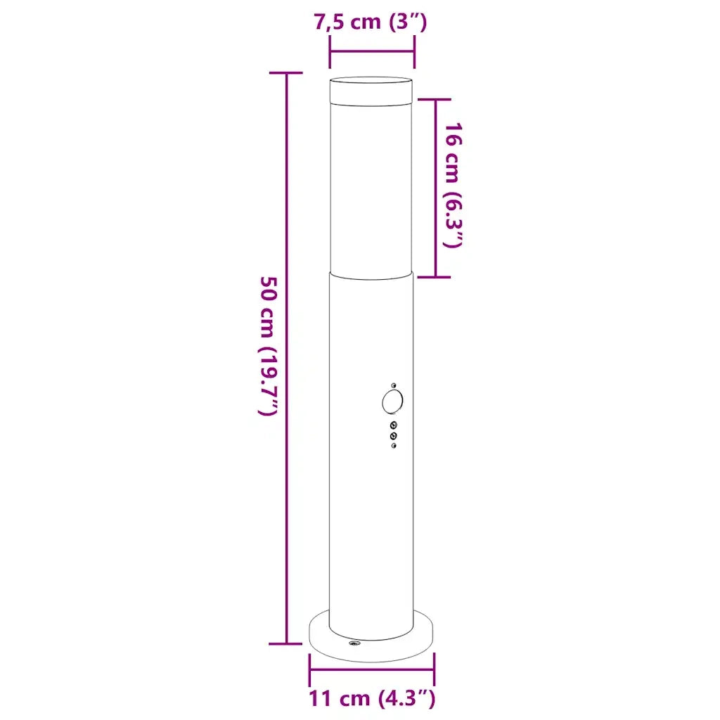 Lampioni a paletto con sensore 3 pz 50 cm Acciaio Inox IP44 4006030